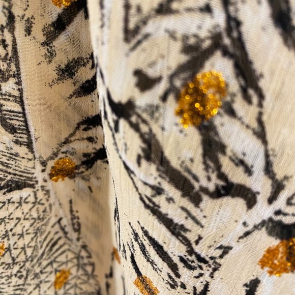 Lovestitch Womens Off Shoulder Blouse Multi Sparkle Print Long Sleeve Hi Low S/M - Picture 2 of 9